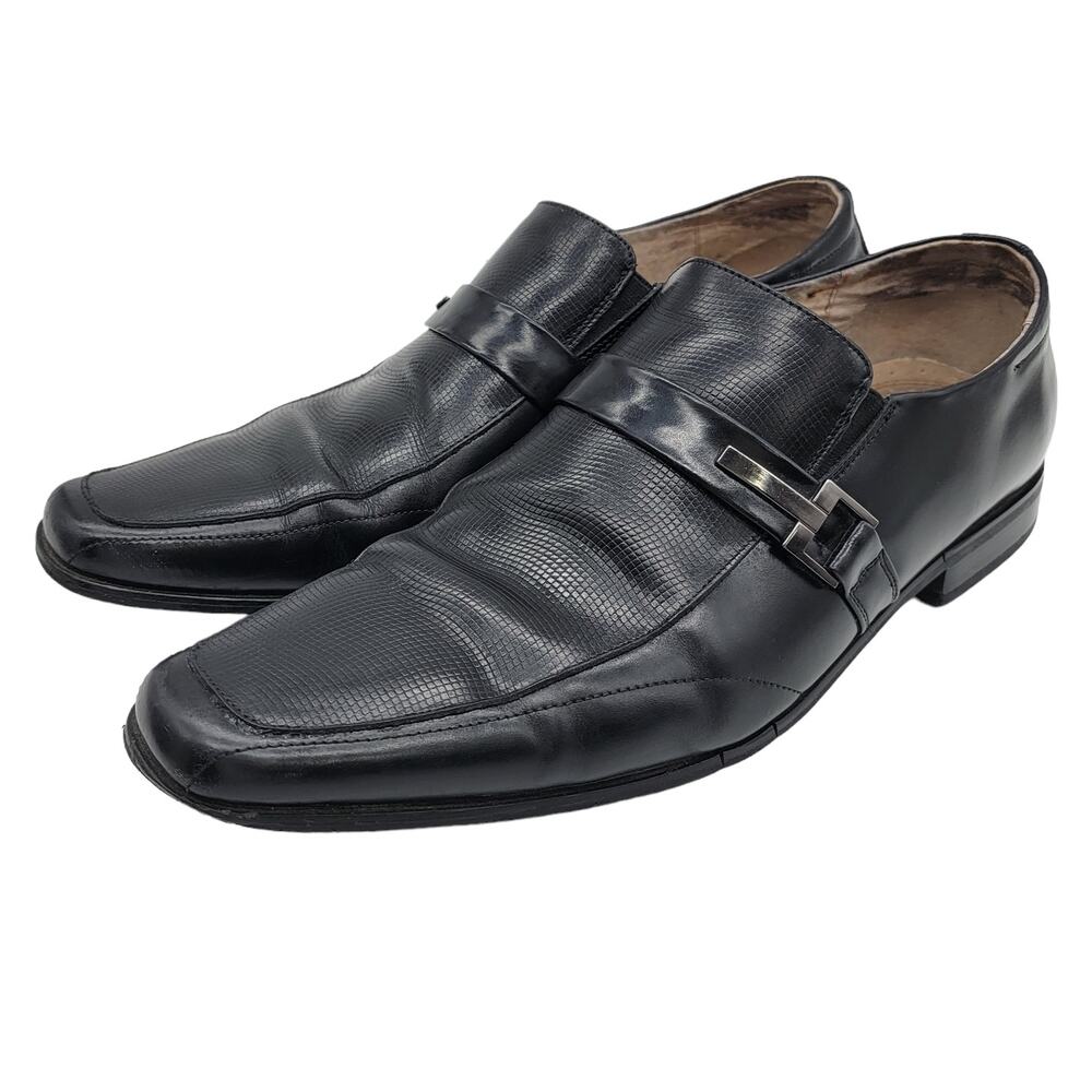 4/$25 -Stacy Adams Size 11 Men's Black Leather Square Toe Slip On Loafers